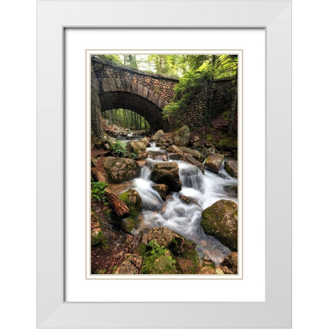 Stone Bridge II White Modern Wood Framed Art Print with Double Matting by Head, Danny