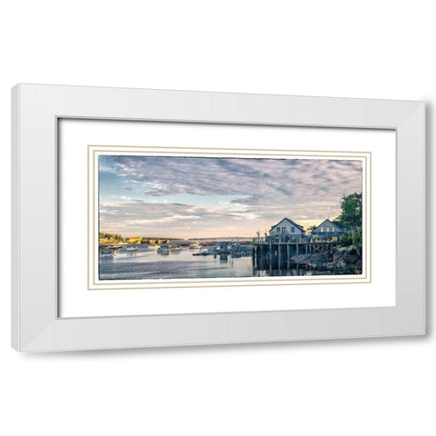 Working Harbor I White Modern Wood Framed Art Print with Double Matting by Head, Danny