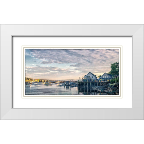 Working Harbor I White Modern Wood Framed Art Print with Double Matting by Head, Danny