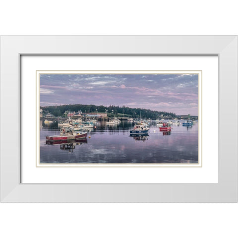 Working Harbor II White Modern Wood Framed Art Print with Double Matting by Head, Danny