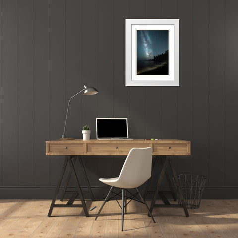 Acadia Sky I White Modern Wood Framed Art Print with Double Matting by Head, Danny