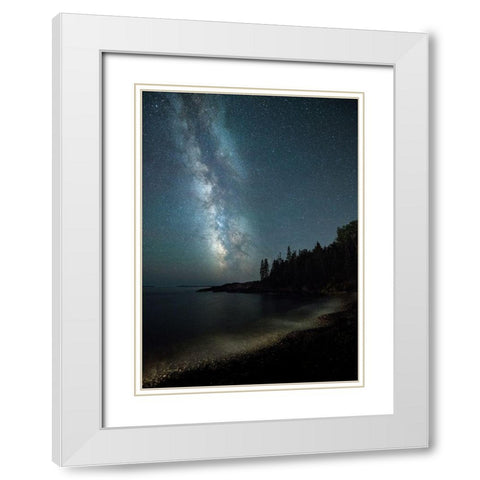 Acadia Sky I White Modern Wood Framed Art Print with Double Matting by Head, Danny