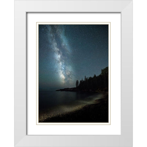 Acadia Sky I White Modern Wood Framed Art Print with Double Matting by Head, Danny