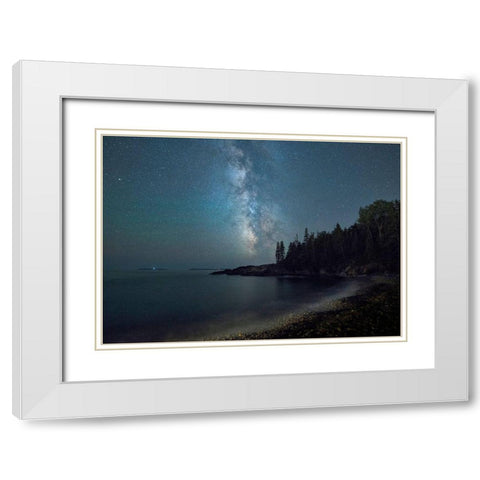 Acadia Sky II White Modern Wood Framed Art Print with Double Matting by Head, Danny