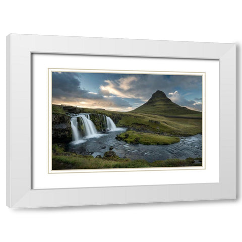 Upper Kirkjufellfoss White Modern Wood Framed Art Print with Double Matting by Head, Danny