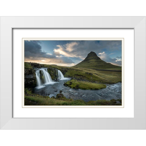 Upper Kirkjufellfoss White Modern Wood Framed Art Print with Double Matting by Head, Danny
