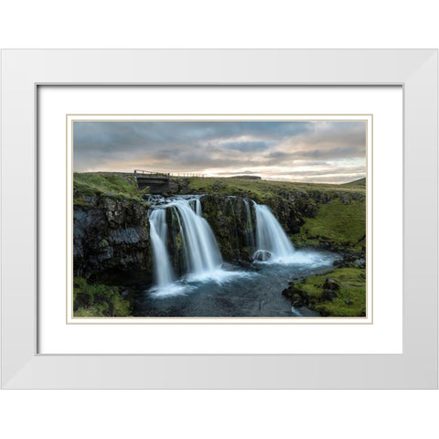 Bridge at Kirkjufellfoss White Modern Wood Framed Art Print with Double Matting by Head, Danny