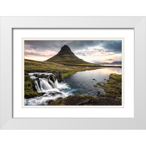 Lower Kirkjufellfoss White Modern Wood Framed Art Print with Double Matting by Head, Danny