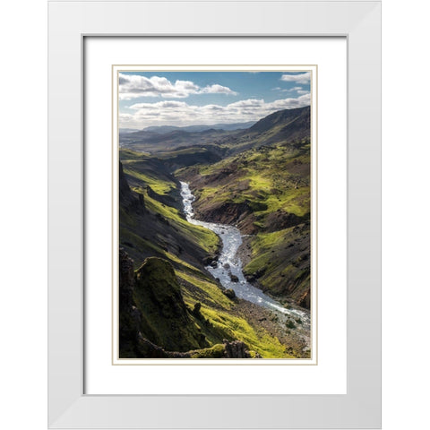 Beyond the Falls White Modern Wood Framed Art Print with Double Matting by Head, Danny
