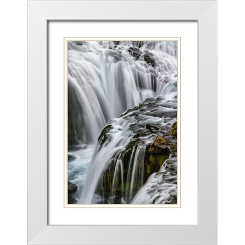 Waterfall Detail White Modern Wood Framed Art Print with Double Matting by Head, Danny
