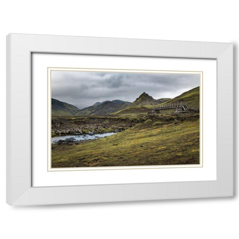 Hikers Bridge I White Modern Wood Framed Art Print with Double Matting by Head, Danny