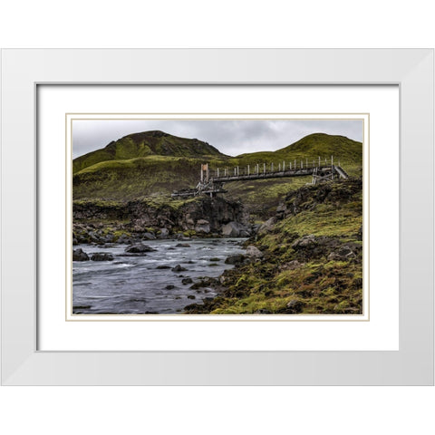 Hikers Bridge II White Modern Wood Framed Art Print with Double Matting by Head, Danny