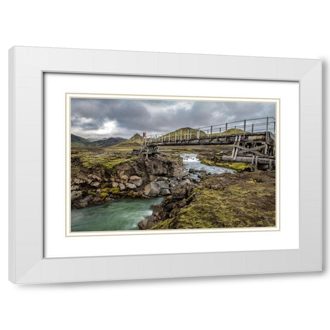 Hikers Bridge III White Modern Wood Framed Art Print with Double Matting by Head, Danny