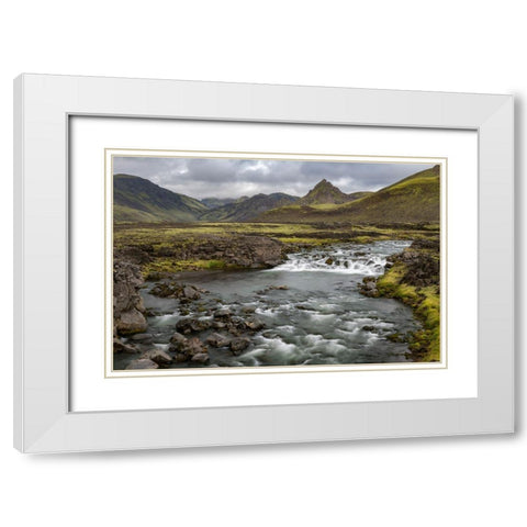Highland Stream White Modern Wood Framed Art Print with Double Matting by Head, Danny