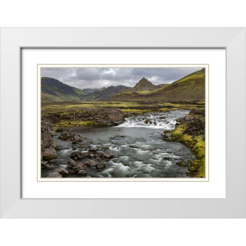 Highland Stream White Modern Wood Framed Art Print with Double Matting by Head, Danny