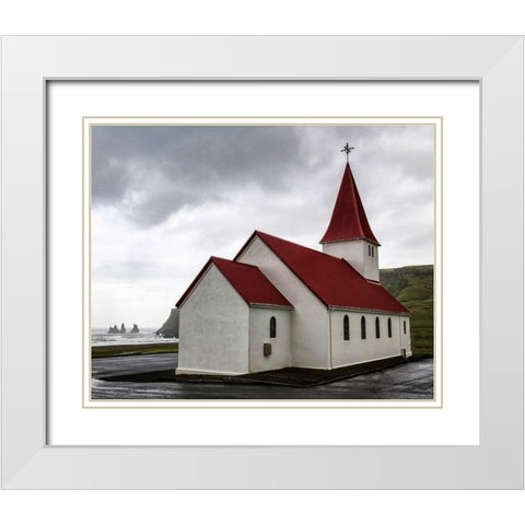 Church at Vik II White Modern Wood Framed Art Print with Double Matting by Head, Danny
