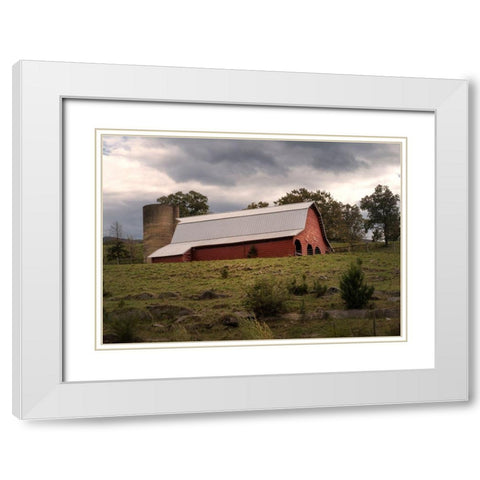 Barn at Bush Farms White Modern Wood Framed Art Print with Double Matting by Head, Danny