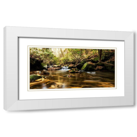 Moving Autumn III White Modern Wood Framed Art Print with Double Matting by Head, Danny