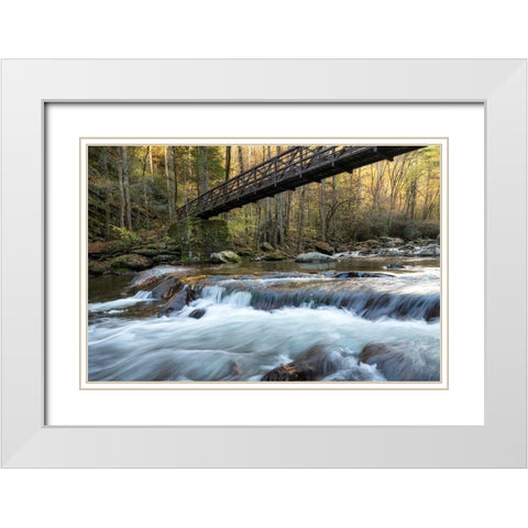 Bridge to Autumn II White Modern Wood Framed Art Print with Double Matting by Head, Danny
