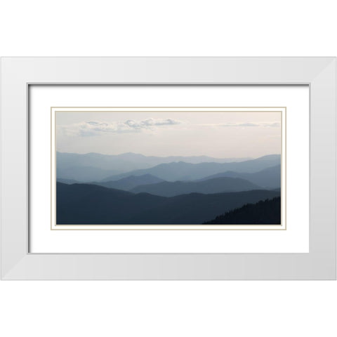 Blue Layers White Modern Wood Framed Art Print with Double Matting by Head, Danny