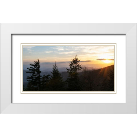 Mountain Sunset White Modern Wood Framed Art Print with Double Matting by Head, Danny