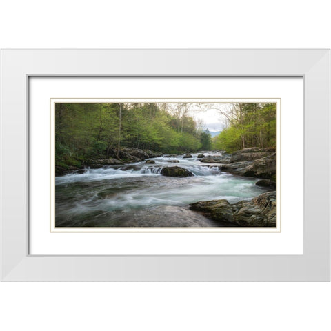 Aqua White Modern Wood Framed Art Print with Double Matting by Head, Danny