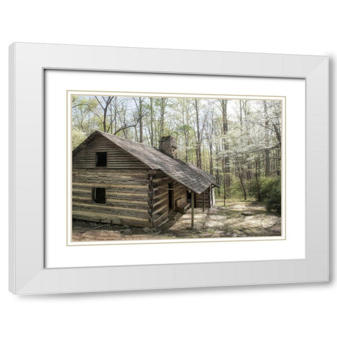 Hikers Cabin White Modern Wood Framed Art Print with Double Matting by Head, Danny