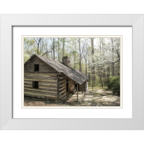 Hikers Cabin White Modern Wood Framed Art Print with Double Matting by Head, Danny