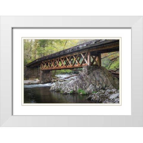 Rusty Bridge White Modern Wood Framed Art Print with Double Matting by Head, Danny