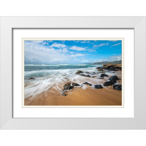 Silky Retreat White Modern Wood Framed Art Print with Double Matting by Head, Danny