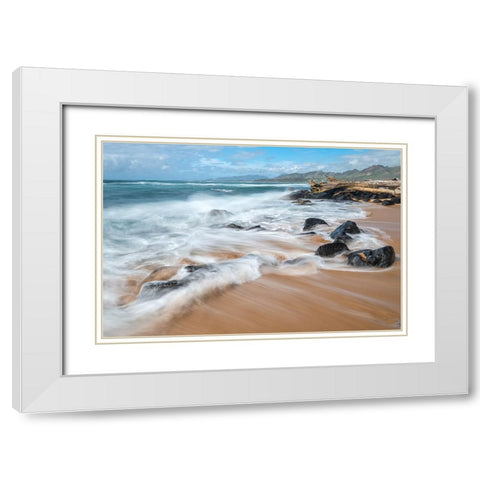 Rushing Back White Modern Wood Framed Art Print with Double Matting by Head, Danny