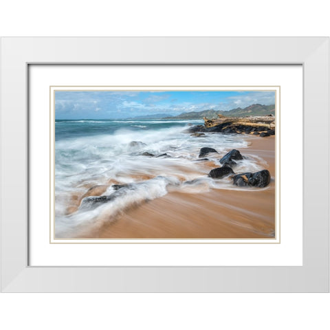 Rushing Back White Modern Wood Framed Art Print with Double Matting by Head, Danny