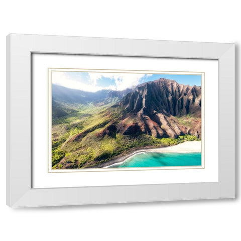Northshore I White Modern Wood Framed Art Print with Double Matting by Head, Danny