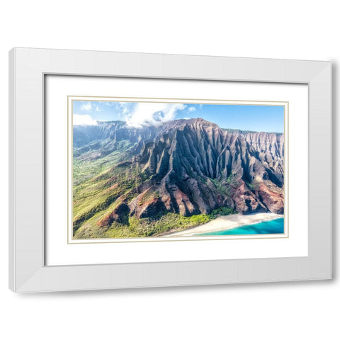 Northshore II White Modern Wood Framed Art Print with Double Matting by Head, Danny