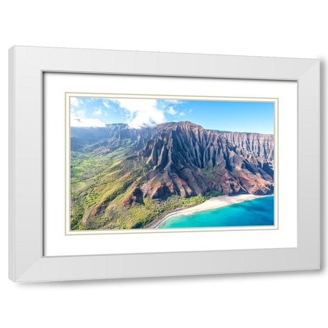 Northshore III White Modern Wood Framed Art Print with Double Matting by Head, Danny