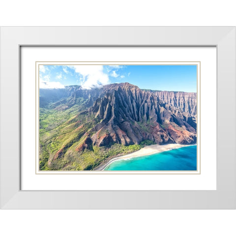 Northshore III White Modern Wood Framed Art Print with Double Matting by Head, Danny