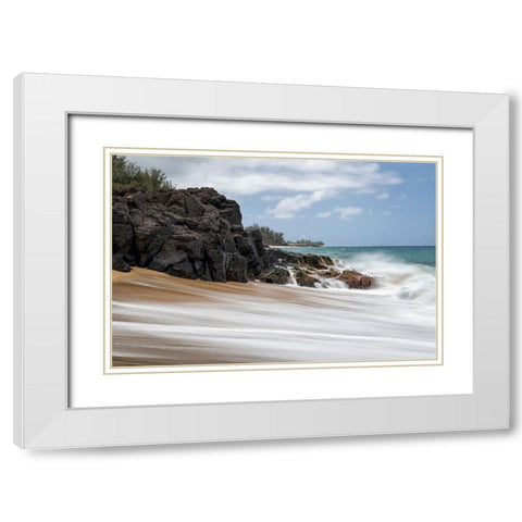 Silky Surf I White Modern Wood Framed Art Print with Double Matting by Head, Danny