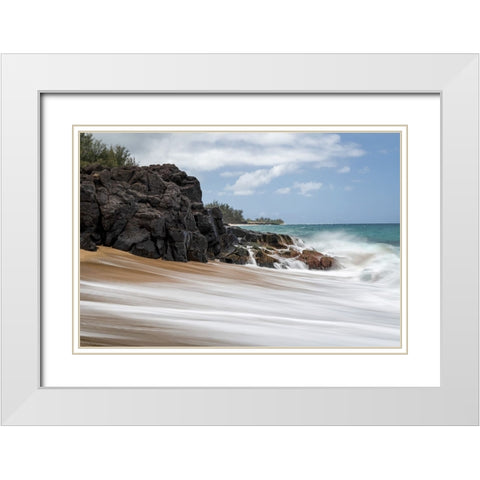 Silky Surf I White Modern Wood Framed Art Print with Double Matting by Head, Danny