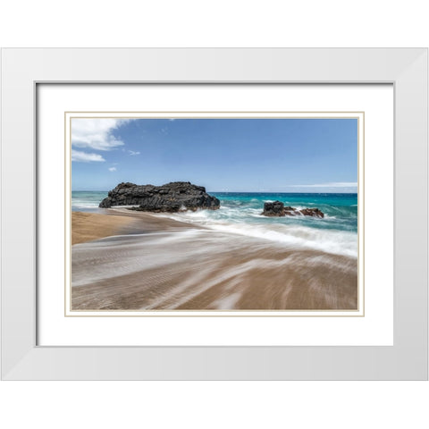 Silky Surf II White Modern Wood Framed Art Print with Double Matting by Head, Danny