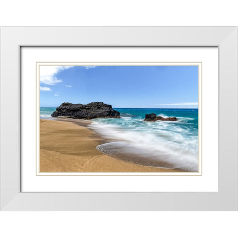 Silky Surf III White Modern Wood Framed Art Print with Double Matting by Head, Danny