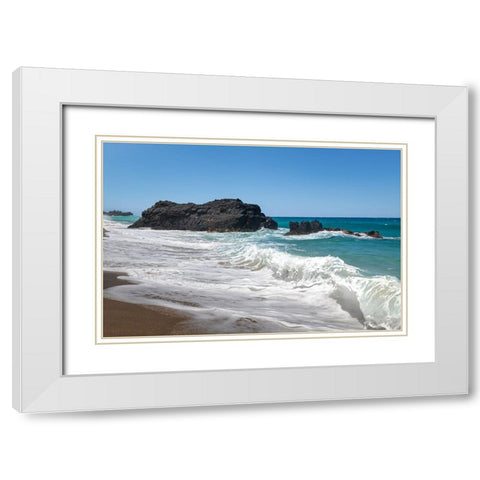 Beaking Surf I White Modern Wood Framed Art Print with Double Matting by Head, Danny