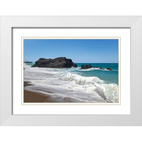 Beaking Surf I White Modern Wood Framed Art Print with Double Matting by Head, Danny