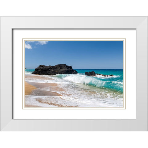 Breaking Surf II White Modern Wood Framed Art Print with Double Matting by Head, Danny