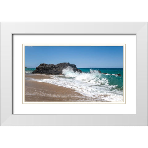 Breaking Surf III White Modern Wood Framed Art Print with Double Matting by Head, Danny