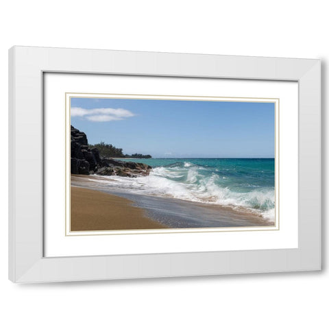 Breaking Surf V White Modern Wood Framed Art Print with Double Matting by Head, Danny
