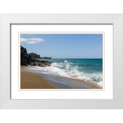 Breaking Surf V White Modern Wood Framed Art Print with Double Matting by Head, Danny