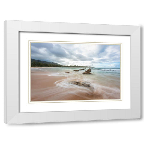 Anahola I White Modern Wood Framed Art Print with Double Matting by Head, Danny