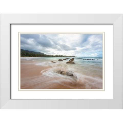 Anahola I White Modern Wood Framed Art Print with Double Matting by Head, Danny