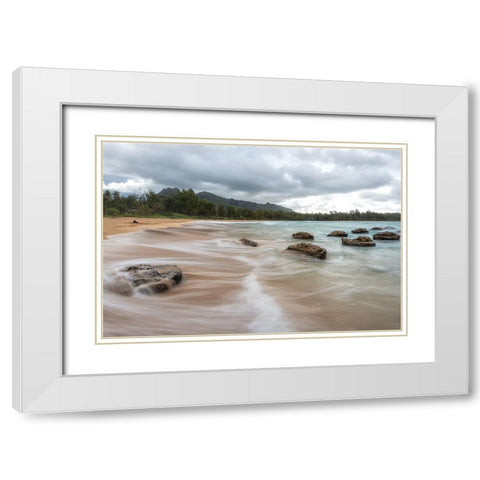 Anahola II White Modern Wood Framed Art Print with Double Matting by Head, Danny