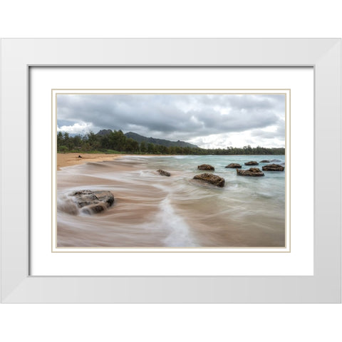 Anahola II White Modern Wood Framed Art Print with Double Matting by Head, Danny